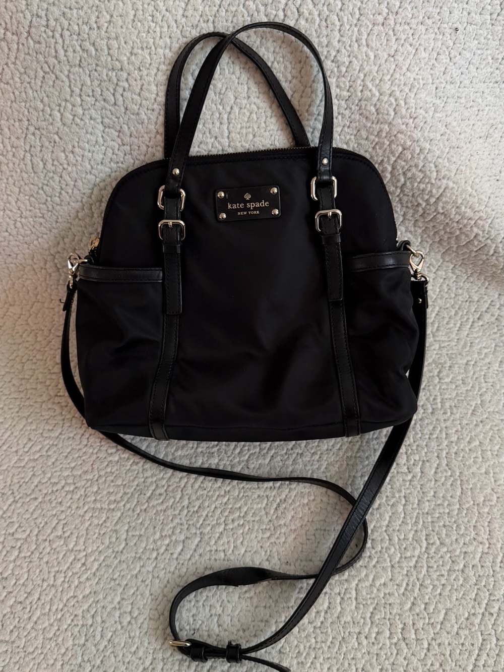 kate spade Black Nylon Dome Shoulder Bag with Crossbody Strap